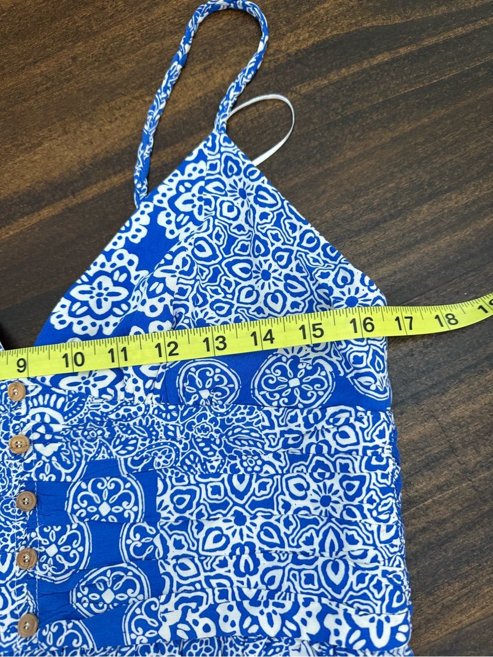 Zara Blue and White Paisley Patchwork Romper - Picture 6 of 7